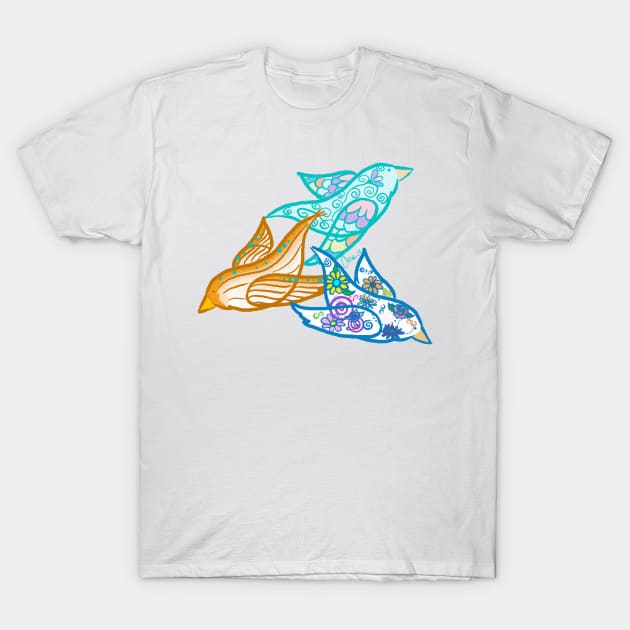 Three Birds T-Shirt by CheriesArt